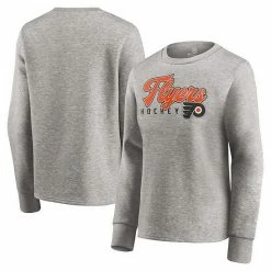 Women's Fanatics Branded Heathered Gray Philadelphia Flyers Fan Favorite Script Pullover Sweatshirt -Metaverse shop unnamed file 18723