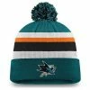 Men's Fanatics Branded Teal/White San Jose Sharks 2020 NHL Draft Authentic Pro Cuffed Pom Knit Hat