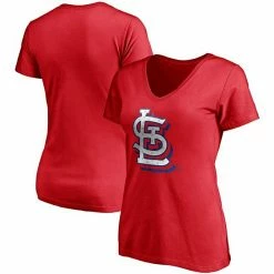 Women's Fanatics Branded Red St. Louis Cardinals Red White & Team V-Neck T-Shirt -Metaverse shop unnamed file 18819