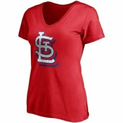 Women's Fanatics Branded Red St. Louis Cardinals Red White & Team V-Neck T-Shirt -Metaverse shop unnamed file 18820