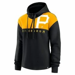 Women's Fanatics Branded Black Pittsburgh Pirates Iconic Overslide Color-Block Quarter-Zip Hoodie -Metaverse shop unnamed file 18880