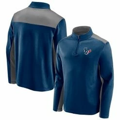 Men's Fanatics Branded Navy/Gray Houston Texans Quarter-Zip Jacket