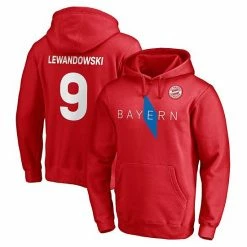Men's Fanatics Branded Robert Lewandowski Red Bayern Munich Name & Number Fitted Pullover Hoodie -Metaverse shop unnamed file 18937