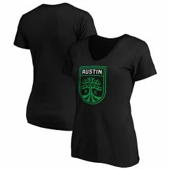 Women's Fanatics Branded Black Austin FC Primary Team Logo V-Neck T-Shirt