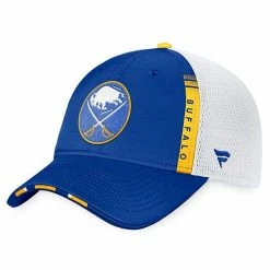 Men's Fanatics Branded Royal/White Buffalo Sabres 2022 NHL Draft Authentic Pro On Stage Trucker Adjustable Hat