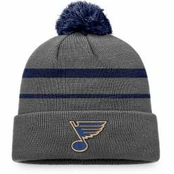 Men's Fanatics Branded Charcoal/Navy St. Louis Blues Cuffed Knit Hat With Pom