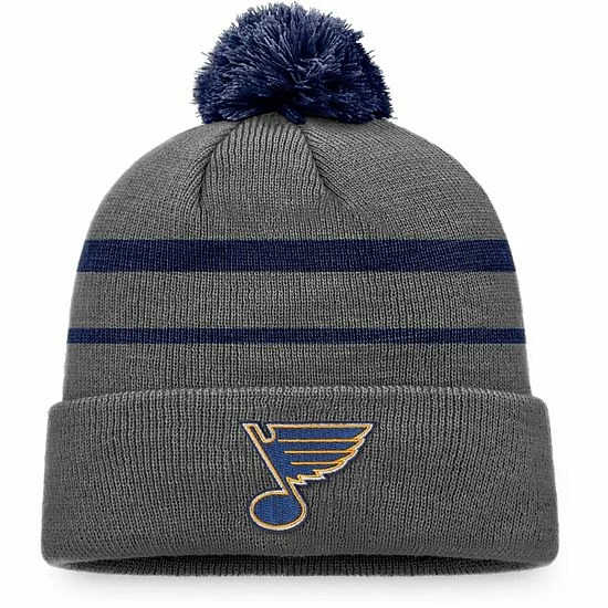 Men's Fanatics Branded Charcoal/Navy St. Louis Blues Cuffed Knit Hat With Pom 3 Men's Fanatics Branded Charcoal/Navy St. Louis Blues Cuffed Knit Hat With Pom