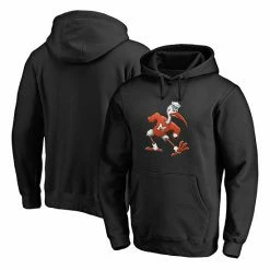 Men's Fanatics Branded Black Miami Hurricanes Team Midnight Mascot Fitted Pullover Hoodie