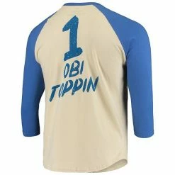 Men's Fanatics Branded Obi Toppin Cream New York Knicks NBA 3/4-Sleeve Raglan T-Shirt -Metaverse shop unnamed file 19113