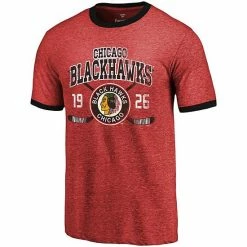Fanatics Men's Majestic Threads Red Chicago Blackhawks Buzzer Beater Tri-Blend Ringer T-Shirt -Metaverse shop unnamed file 19126