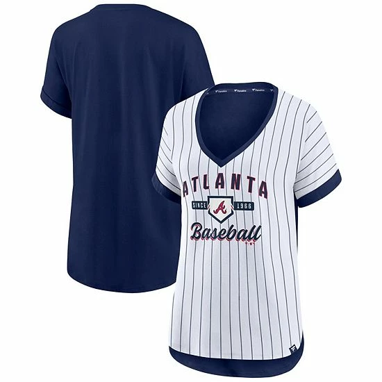 Women's Fanatics Branded White/Navy Atlanta Braves Iconic Noise Factor Pinstripe V-Neck T-Shirt Women's Fanatics Branded White/Navy Atlanta Braves Iconic Noise Factor Pinstripe V-Neck T-Shirt -Metaverse shop unnamed file 19166