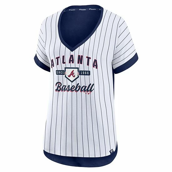 Women's Fanatics Branded White/Navy Atlanta Braves Iconic Noise Factor Pinstripe V-Neck T-Shirt Women's Fanatics Branded White/Navy Atlanta Braves Iconic Noise Factor Pinstripe V-Neck T-Shirt -Metaverse shop unnamed file 19167