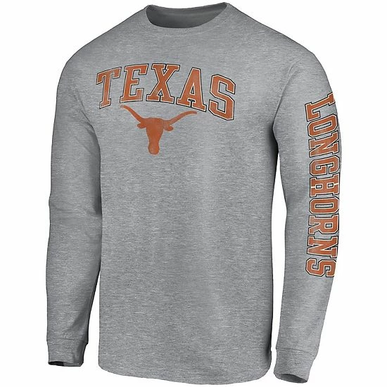 Men's Fanatics Branded Heathered Gray Texas Longhorns Distressed Arch Over Logo 2-Hit Long Sleeve T-Shirt 5 Men's Fanatics Branded Heathered Gray Texas Longhorns Distressed Arch Over Logo 2-Hit Long Sleeve T-Shirt - Image 3
