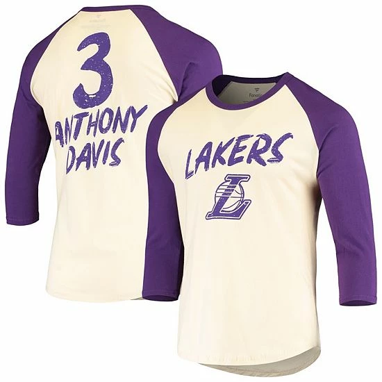 Men's Fanatics Branded Anthony Davis Cream/Purple Los Angeles Lakers Raglan 3/4 Sleeve T-Shirt Men's Fanatics Branded Anthony Davis Cream/Purple Los Angeles Lakers Raglan 3/4 Sleeve T-Shirt -Metaverse shop unnamed file 19267