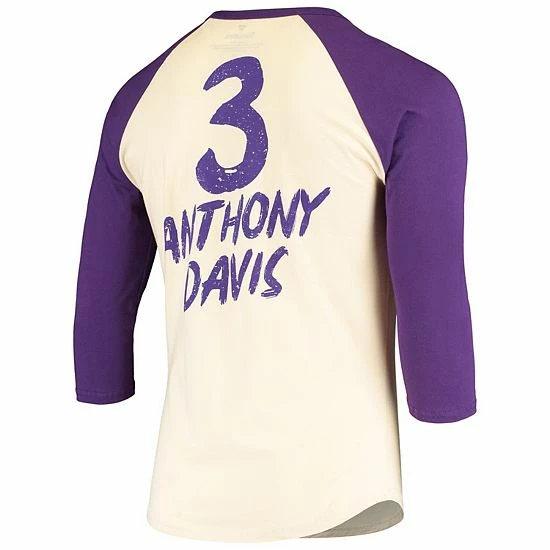 Men's Fanatics Branded Anthony Davis Cream/Purple Los Angeles Lakers Raglan 3/4 Sleeve T-Shirt Men's Fanatics Branded Anthony Davis Cream/Purple Los Angeles Lakers Raglan 3/4 Sleeve T-Shirt -Metaverse shop unnamed file 19269