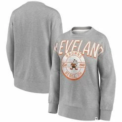 Women's Fanatics Branded Heathered Gray Cleveland Browns Jump Distribution Tri-Blend Pullover Sweatshirt -Metaverse shop unnamed file 19305