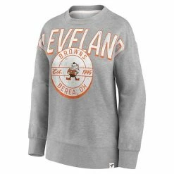 Women's Fanatics Branded Heathered Gray Cleveland Browns Jump Distribution Tri-Blend Pullover Sweatshirt -Metaverse shop unnamed file 19306