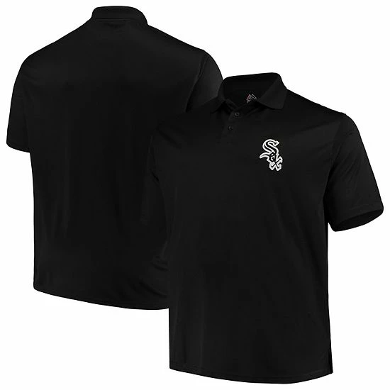 Fanatics Men's Majestic Black Chicago White Sox Big & Tall Solid Birdseye Polo - Image 2