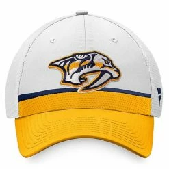 Men's Fanatics Branded White/Gold Nashville Predators 2021 NHL Draft Authentic Pro On Stage Trucker Snapback Hat -Metaverse shop unnamed file 19353
