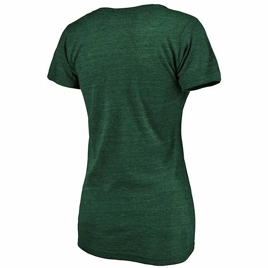 Women's Fanatics Branded Heathered Green Oakland Athletics Wordmark Tri-Blend V-Neck T-Shirt 5 Women's Fanatics Branded Heathered Green Oakland Athletics Wordmark Tri-Blend V-Neck T-Shirt - Image 3