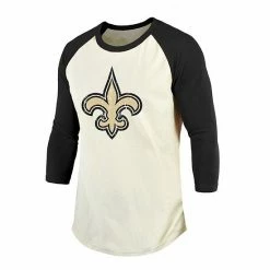 Men's Fanatics Branded Michael Thomas Cream/Black New Orleans Saints Vintage Player Name & Number Raglan 3/4-Sleeve T-Shirt -Metaverse shop unnamed file 19408
