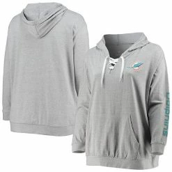 Women's Fanatics Branded Heathered Gray Miami Dolphins Plus Size Lace-Up Pullover Hoodie 3 Women's Fanatics Branded Heathered Gray Miami Dolphins Plus Size Lace-Up Pullover Hoodie -Metaverse shop unnamed file 19490