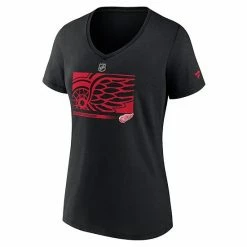 Women's Fanatics Branded Black Detroit Red Wings Authentic Pro Core Collection Secondary Logo V-Neck T-Shirt -Metaverse shop unnamed file 19501