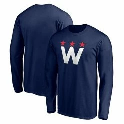 Men's Fanatics Branded Navy Washington Capitals Alternate Team Logo Long Sleeve T-Shirt -Metaverse shop unnamed file 19515