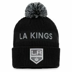 Men's Fanatics Branded Black/Gray Los Angeles Kings 2022 NHL Draft Authentic Pro Cuffed Knit Hat With Pom