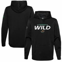 Youth Fanatics Branded Black Minnesota Wild Authentic Pro Pullover Hoodie