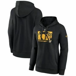 Women's Fanatics Branded Black Pittsburgh Penguins Authentic Pro Core Collection Secondary Logo V-Neck Pullover Hoodie