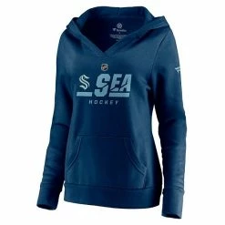 Women's Fanatics Branded Navy Seattle Kraken Authentic Pro Secondary Logo V-Neck Pullover Hoodie -Metaverse shop unnamed file 19726