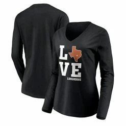 Women's Fanatics Branded Black Texas Longhorns Texas Love Long Sleeve V-Neck T-Shirt -Metaverse shop unnamed file 19854