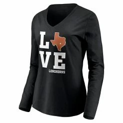 Women's Fanatics Branded Black Texas Longhorns Texas Love Long Sleeve V-Neck T-Shirt -Metaverse shop unnamed file 19855