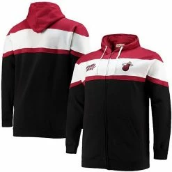 Men's Fanatics Branded Red/Black Miami Heat Big & Tall Colorblock Wordmark Tripod Full-Zip Hoodie -Metaverse shop unnamed file 19897