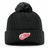 Men's Fanatics Branded Black Detroit Red Wings Core Primary Logo Cuffed Knit Hat With Pom -Metaverse shop unnamed file 19901