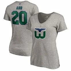 Women's Fanatics Branded Sebastian Aho Heather Charcoal Carolina Hurricanes 2020/21 Special Edition Authentic Stack Name & Number V-Neck T-Shirt