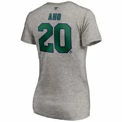 Women's Fanatics Branded Sebastian Aho Heather Charcoal Carolina Hurricanes 2020/21 Special Edition Authentic Stack Name & Number V-Neck T-Shirt -Metaverse shop unnamed file 19915