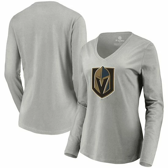 Women's Fanatics Branded Gray Vegas Golden Knights Primary Logo Long Sleeve V-Neck T-Shirt Women's Fanatics Branded Gray Vegas Golden Knights Primary Logo Long Sleeve V-Neck T-Shirt -Metaverse shop unnamed file 20090