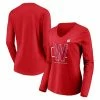 Women's Fanatics Branded Red Wisconsin Badgers Can't Stop A Badger V-Neck Long Sleeve T-Shirt -Metaverse shop unnamed file 20143