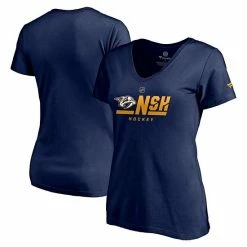Women's Fanatics Branded Navy Nashville Predators Authentic Pro Secondary Logo V-Neck T-Shirt -Metaverse shop unnamed file 20156
