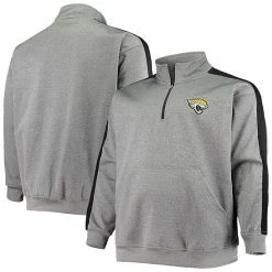 Men's Fanatics Branded Heathered Charcoal Jacksonville Jaguars Big & Tall Quarter-Zip Jacket
