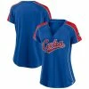 Women's Fanatics Branded Royal/Red Chicago Cubs True Classic League Diva Pinstripe Raglan V-Neck T-Shirt