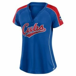 Women's Fanatics Branded Royal/Red Chicago Cubs True Classic League Diva Pinstripe Raglan V-Neck T-Shirt -Metaverse shop unnamed file 20244