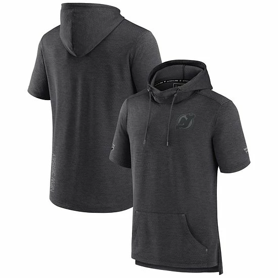 Men's Fanatics Branded Heather Charcoal New Jersey Devils Authentic Pro Road Performance Short Sleeve Pullover Hoodie 3 Men's Fanatics Branded Heather Charcoal New Jersey Devils Authentic Pro Road Performance Short Sleeve Pullover Hoodie