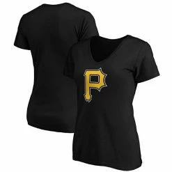 Alternative view of Women's Fanatics Branded Black Pittsburgh Pirates Plus Size Core Official Logo V-Neck T-Shirt