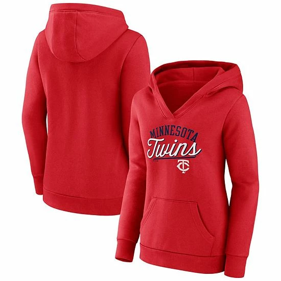 Women's Fanatics Branded Red Minnesota Twins Simplicity Crossover V-Neck Pullover Hoodie Women's Fanatics Branded Red Minnesota Twins Simplicity Crossover V-Neck Pullover Hoodie -Metaverse shop unnamed file 2035