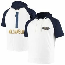 Fanatics Men's Zion Williamson White/Navy New Orleans Pelicans Player Raglan Pullover Hoodie