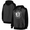 Women's Fanatics Branded Heathered Charcoal/Black Brooklyn Nets Plus Size Raglan Notch Neck Pullover Hoodie -Metaverse shop unnamed file 20366