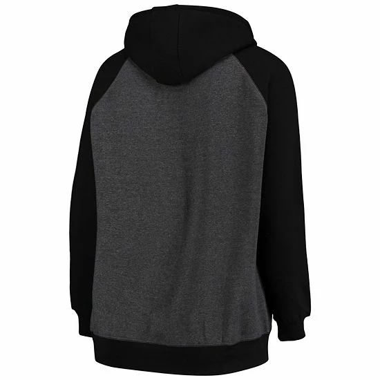 Women's Fanatics Branded Heathered Charcoal/Black Brooklyn Nets Plus Size Raglan Notch Neck Pullover Hoodie 6 Women's Fanatics Branded Heathered Charcoal/Black Brooklyn Nets Plus Size Raglan Notch Neck Pullover Hoodie - Image 4